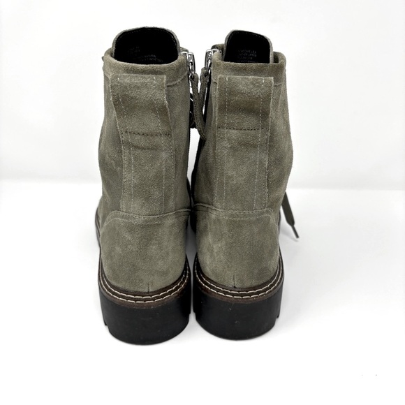 NORDSTROM Moonie Water Resistant Suede Leather Combat Boot Green Moss - Picture 5 of 8